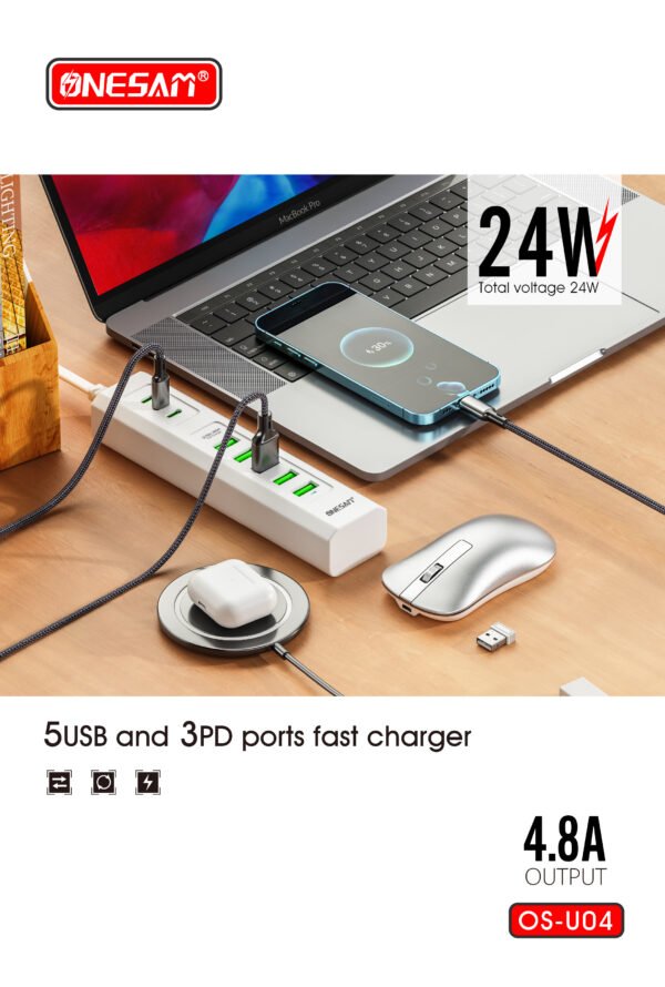 Onesam Ultra High fast charger 3PD-5USB (OS-U04) - Image 3