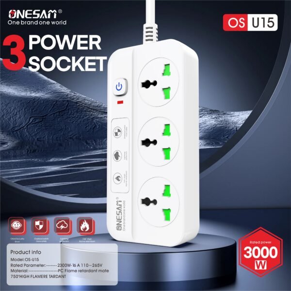 Onesam 3 Socket Extension (OS-U15) - Image 4